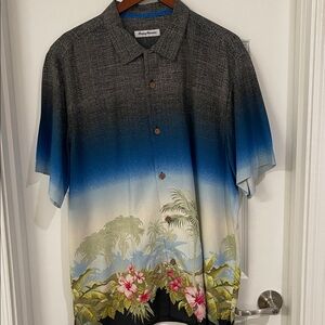 Tommy Bahama Black and White Hawaiian Design Shirt